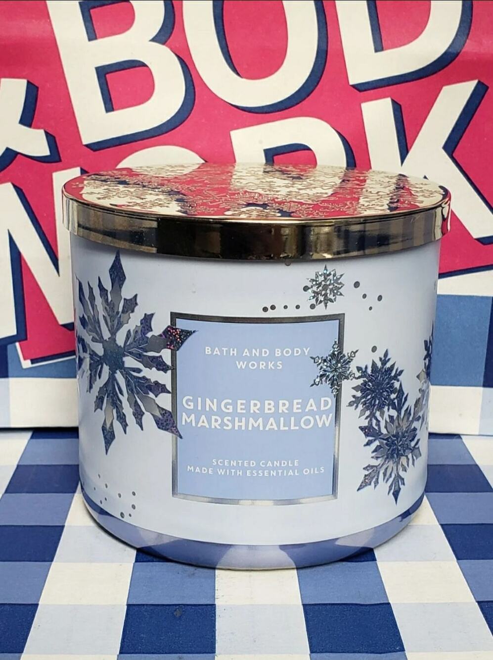 BBW Gingerbread Marshmallow Large 3 Wick Candle Holiday Home Fragrance